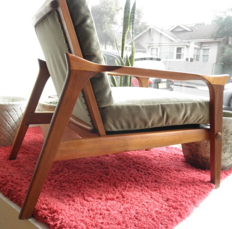 Danish deluxe Inga arm chairs circa 1962 Red Rider
